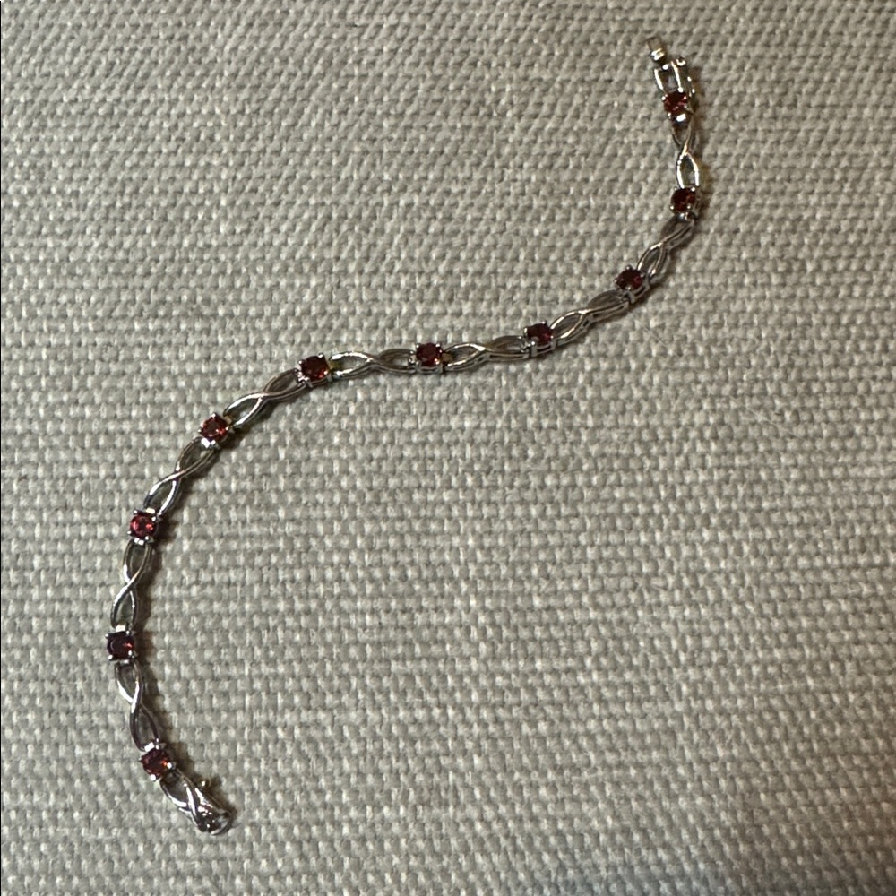 Silver Bracelet w/red Stones